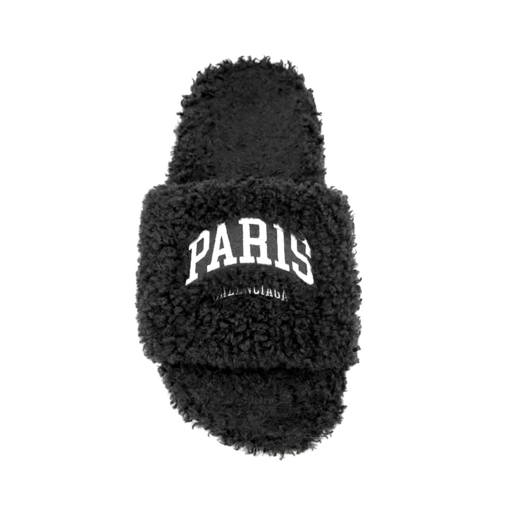 Balenciaga Furry Logo Slide Sandals